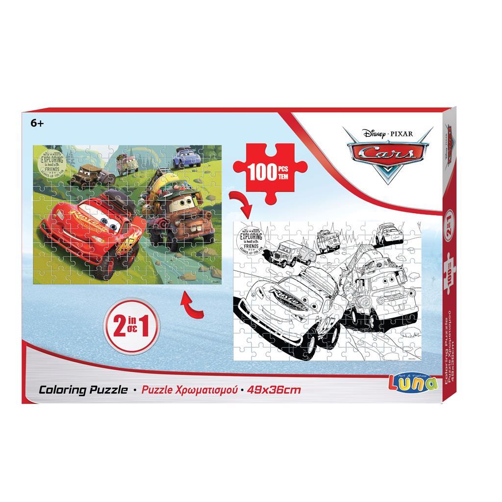 100 Παζλ Χρωματισμού 2 Όψεων Disney Cars 49x36εκ. Luna Toys