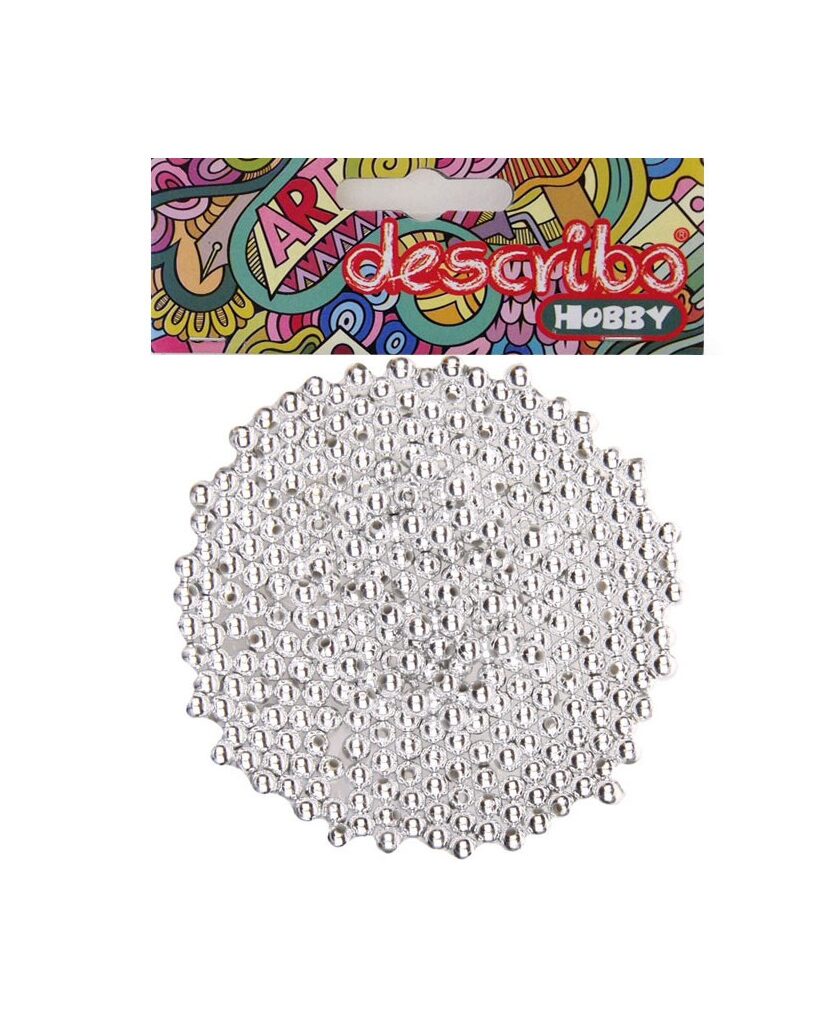 ΠΕΡΛΕΣ ΜΕΤΑΛΛΙΚΕΣ ΑΣΗΜΙ ΧΡΩΜΑ ΣΕΤ 250 ΤΕΜΑΧΙΩΝ 6 ΜΜ DESCRIBO * CN *