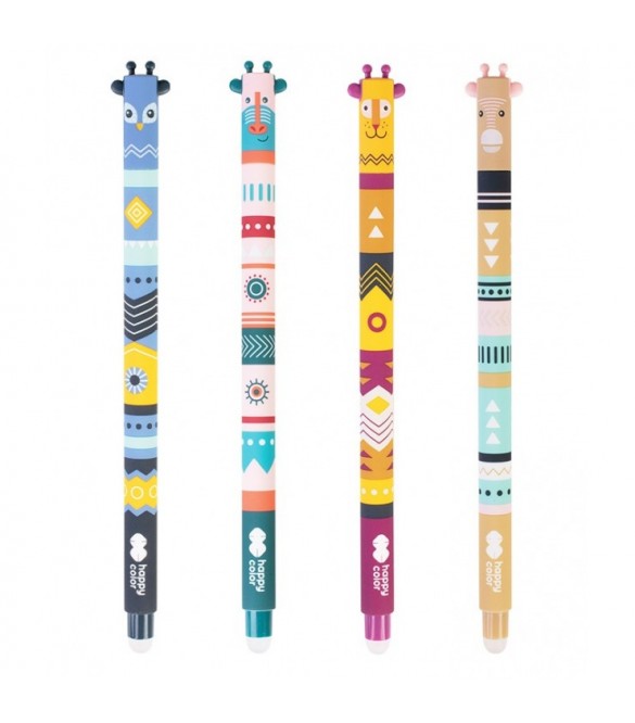 ΣΤΥΛΟ GEL ΠΟΥ ΣΒΗΝΕΙ HAPPY COLOR - AFRICAN BOHO ΣΕ ΔΙΑΦΟΡΑ ΣΧΕΔΙΑ 0,5mm ΜΠΛΕ