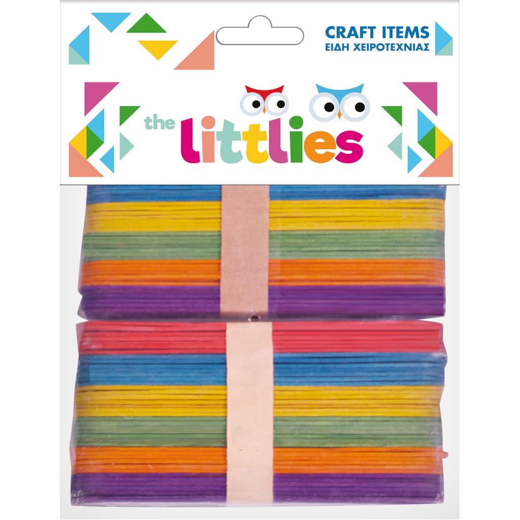 Ξυλάκια Χρωματιστά Χειροτεχνίας The littlies 150mm 80 Τμχ.