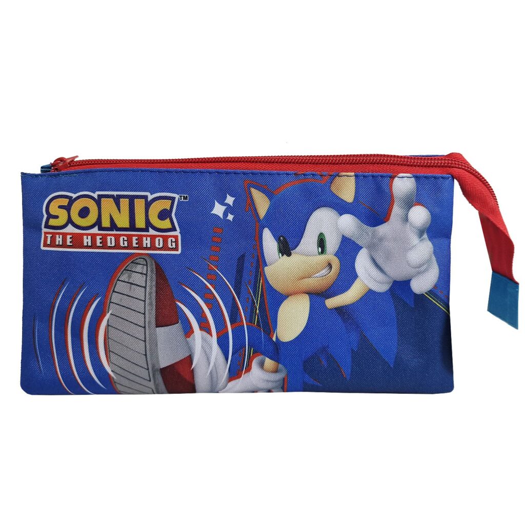 Κασετίνα Βαρελάκι Πλακέ 3 Θήκες με ένα Φερμουάρ Sonic