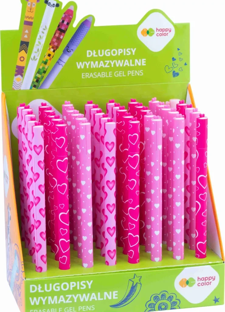 ΣΤΥΛΟ GEL ΠΟΥ ΣΒΗΝΕΙ HAPPY COLOR - PINK LOVE ΣΕ ΔΙΑΦΟΡΑ ΣΧΕΔΙΑ 0,5mm ΜΠΛΕ