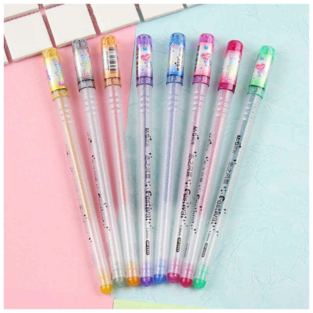 Στυλό M&G Festival Gel Pen με Glitter (Σετ 8 χρώματα)