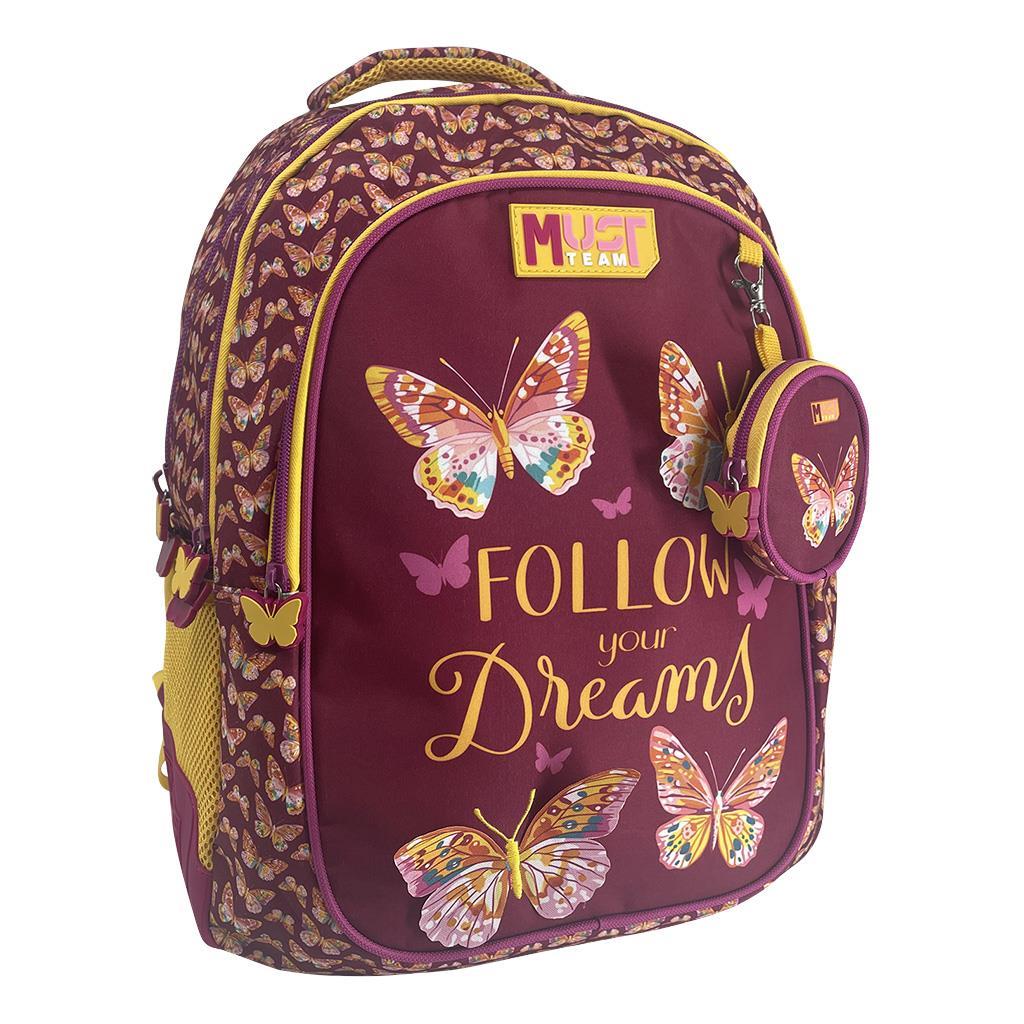 Σχολική Τσάντα Πλάτης Δημοτικού Must Team Butterfly Follow Your Dreams 3 Θήκες