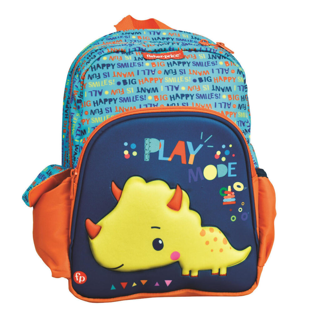 χολική Τσάντα Πλάτης Νηπιαγωγείου Πολύχρωμη με Θήκη για Παγούρι 12lt FISHER-PRICE