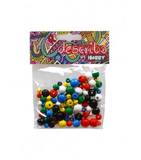 Χάντρες ξύλινες χρωματιστές σετ 80 τεμαχίων