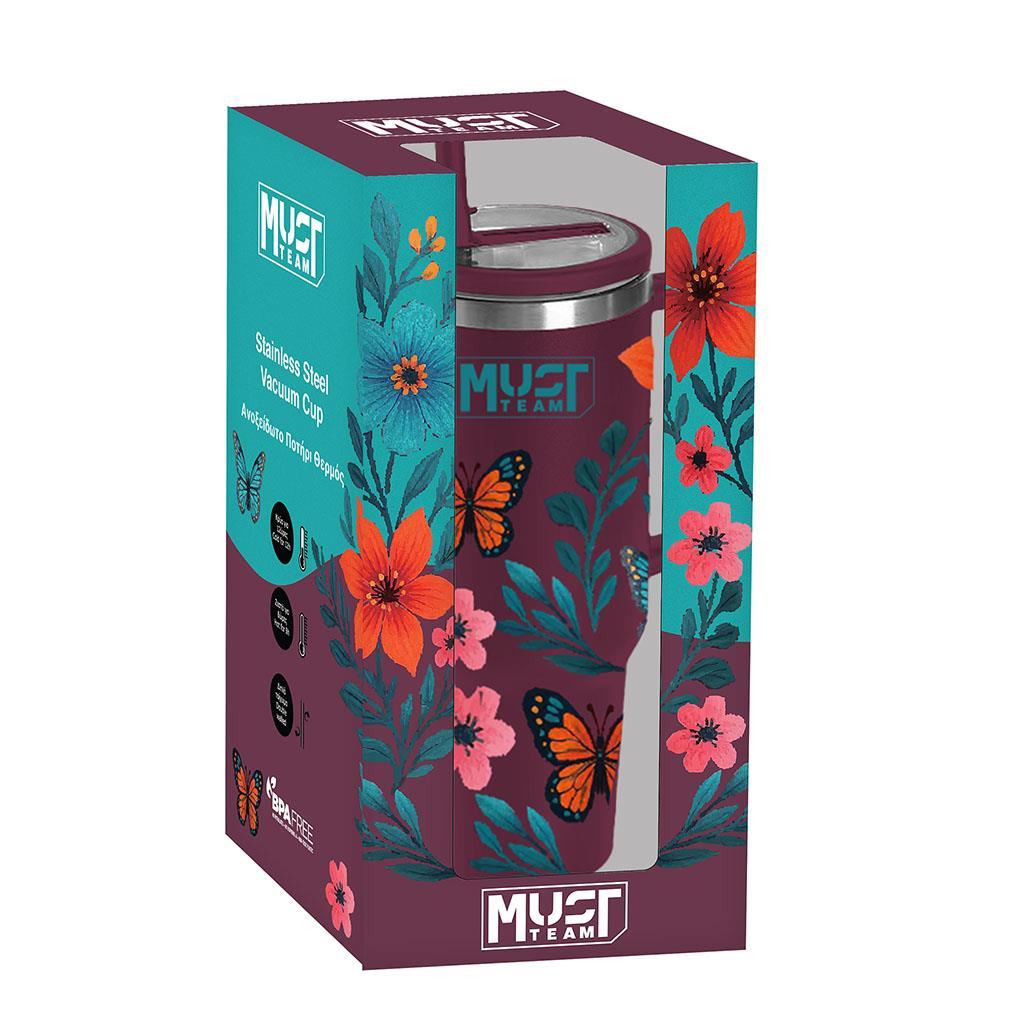 ΠΟΤΗΡΙ ΑΝΟΞΕΙΔΩΤΟ ΘΕΡΜΟΣ 1200ML ΜΕ ΚΑΛΑΜΑΚΙ 27Χ10Χ7.5ΕΚ MUST TEAM ΜΠΟΡΝΤΩ ΦΛΟΡΑΛ