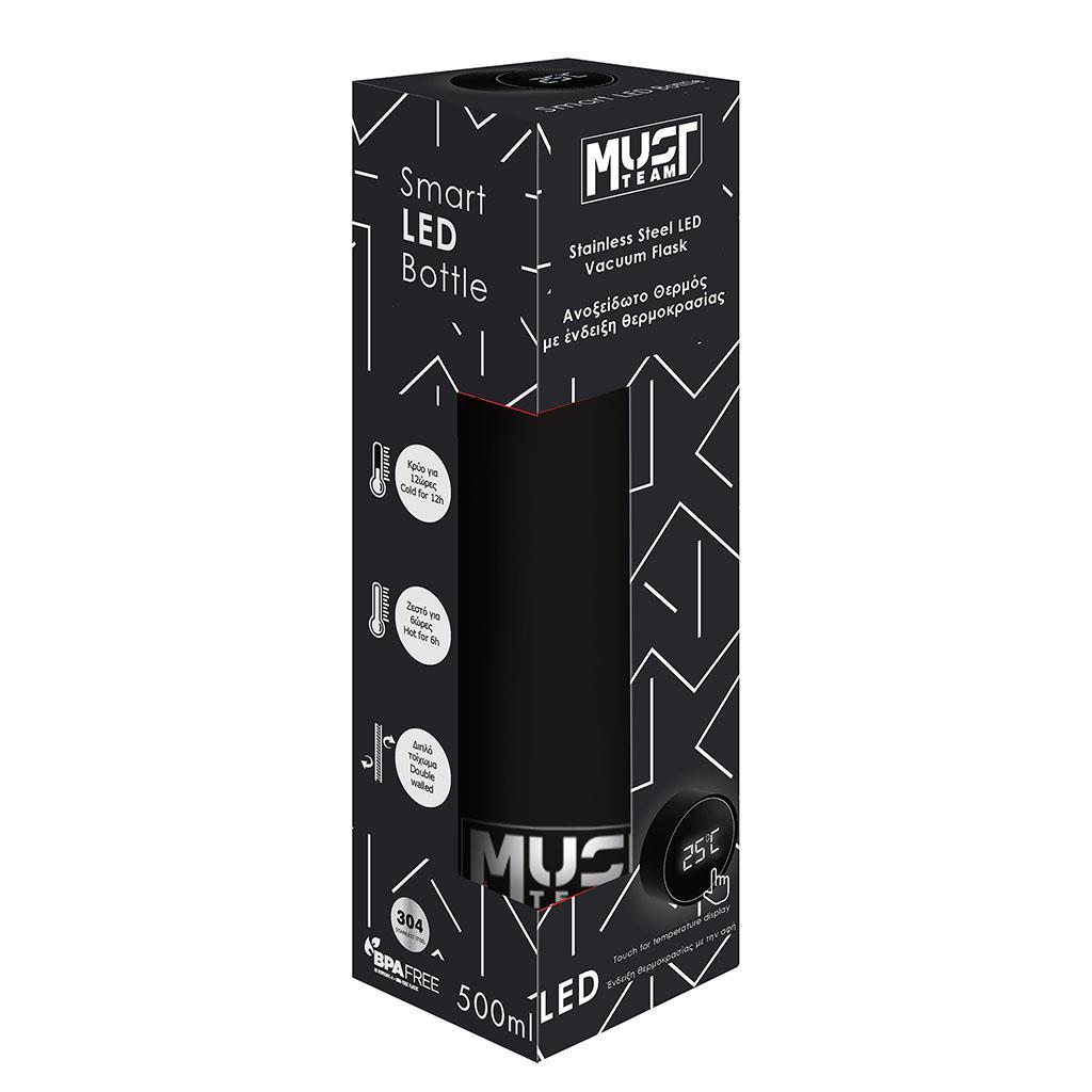 Θερμός Ανοξείδωτο Must Team Μαύρο 500 ml με LED ένδειξη θερμοκρασίας