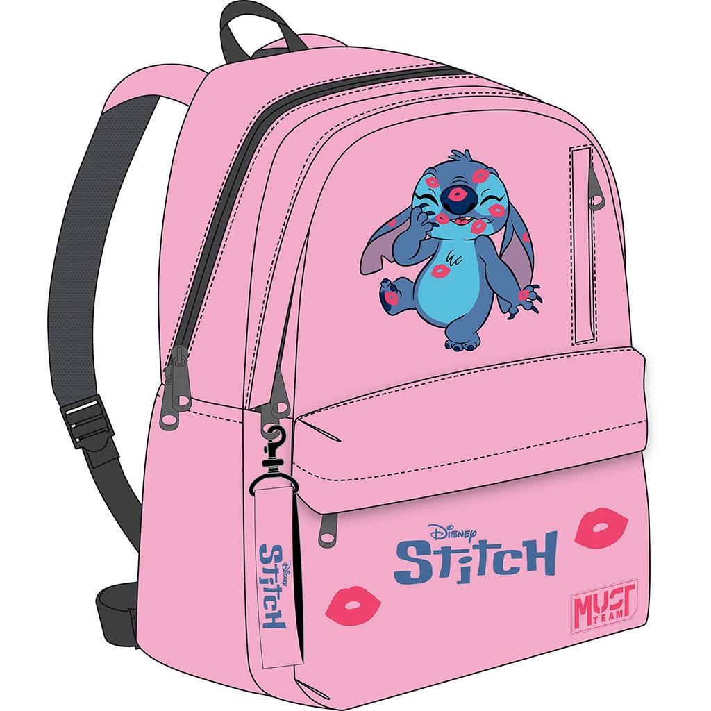 Τσάντα Πλάτης Disney Stitch Must Team Ροζ Απαλό με Ροζ Έντονο 2 Κεντρικές Θήκες