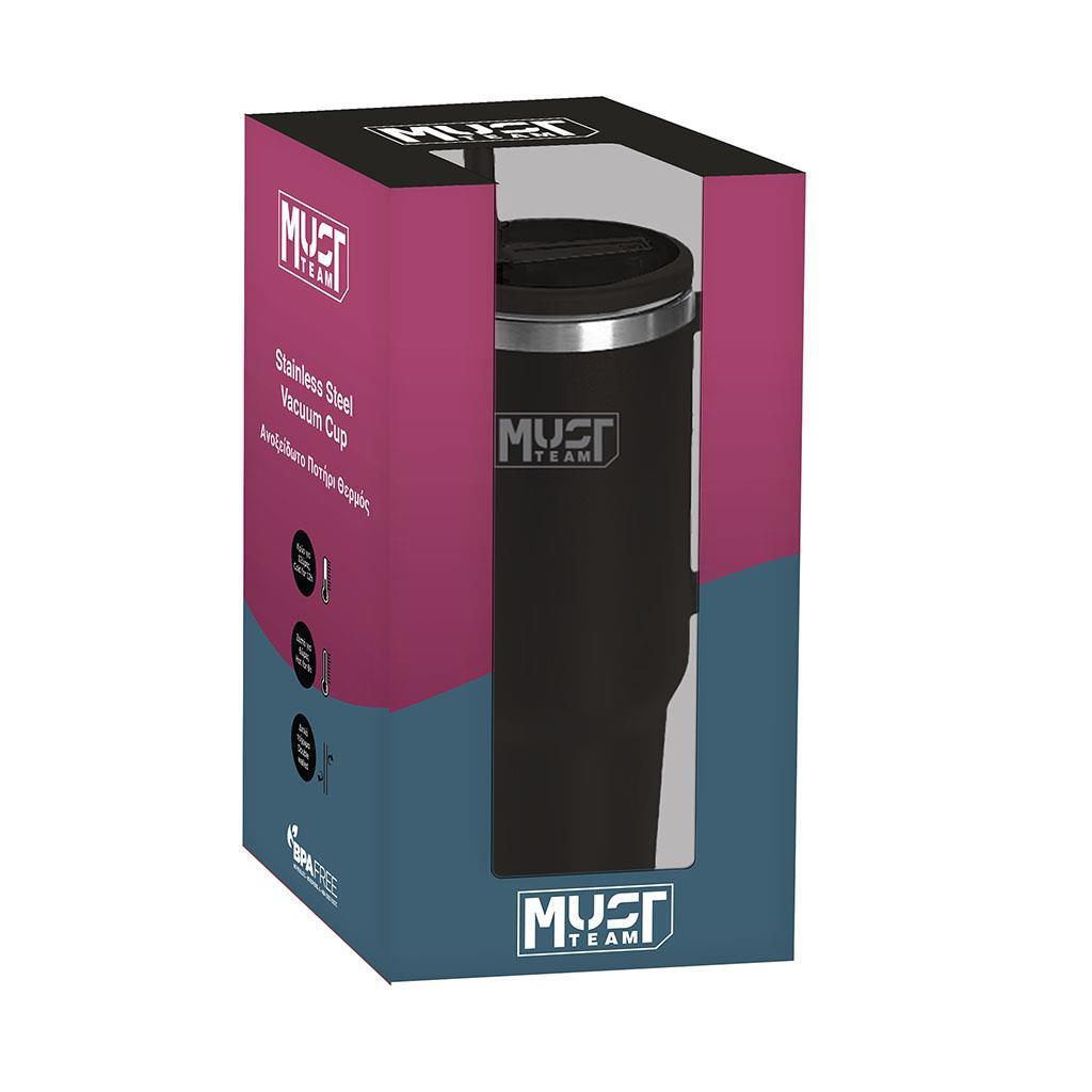 ΠΟΤΗΡΙ ΑΝΟΞΕΙΔΩΤΟ ΘΕΡΜΟΣ 1.200ML ΜΕ ΚΑΛΑΜΑΚΙ 27Χ10Χ7.5ΕΚ MUST TEAM ΜΑΥΡΟ