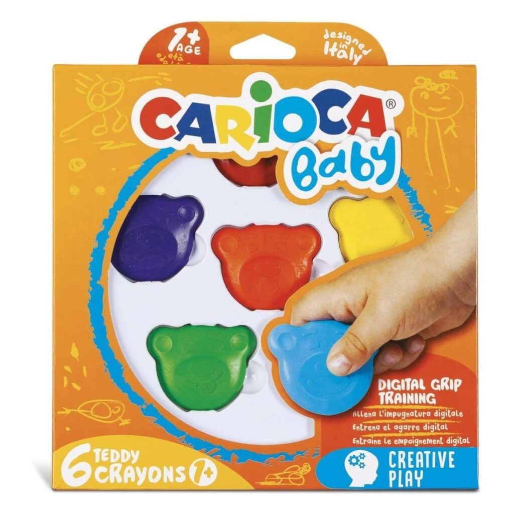 Κηρομπογιές σετ 6 τμχ Carioca Baby Teddy Crayons